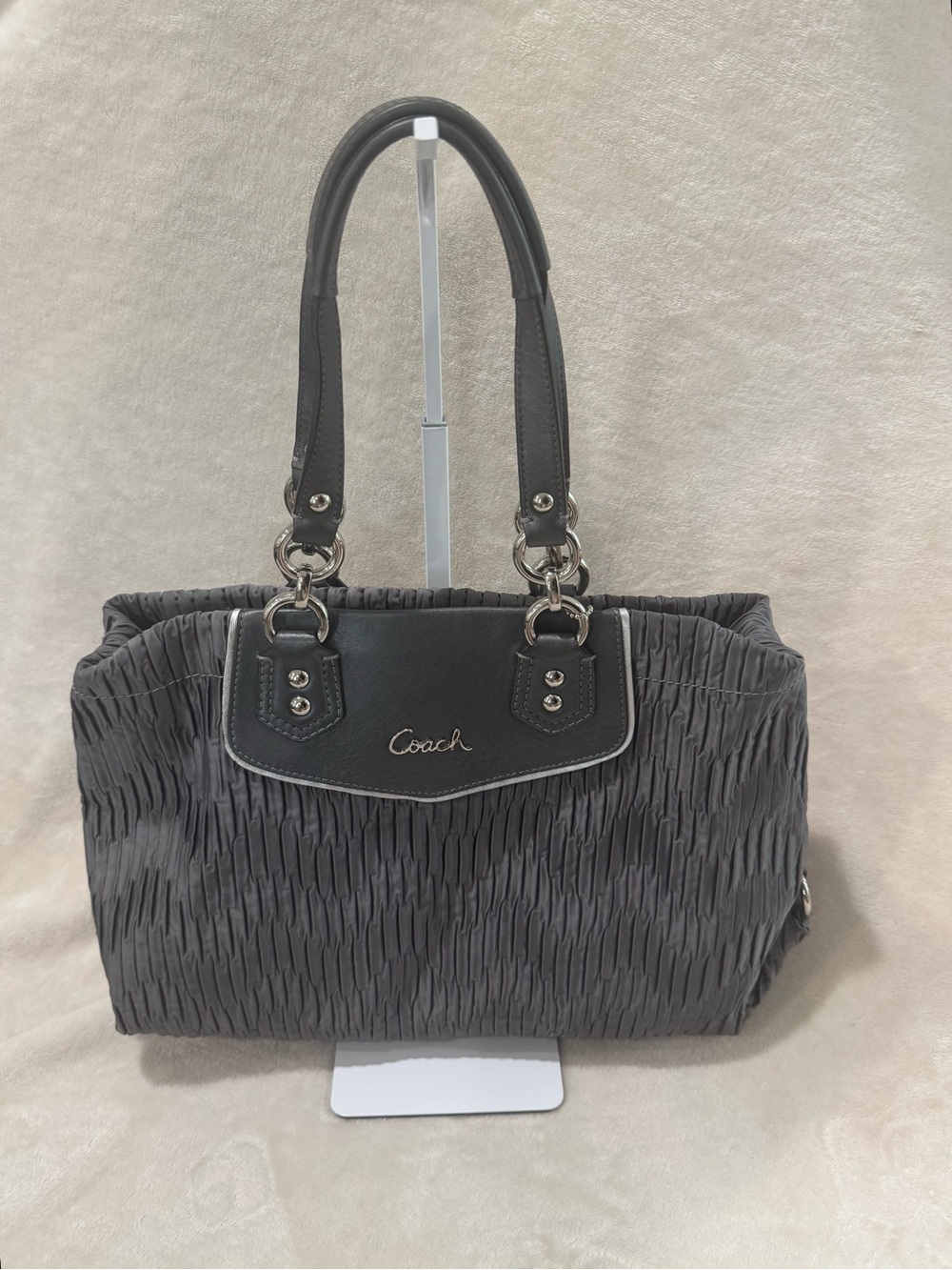 Coach Ashley Gathered Satin Carryall Shoulder Bag